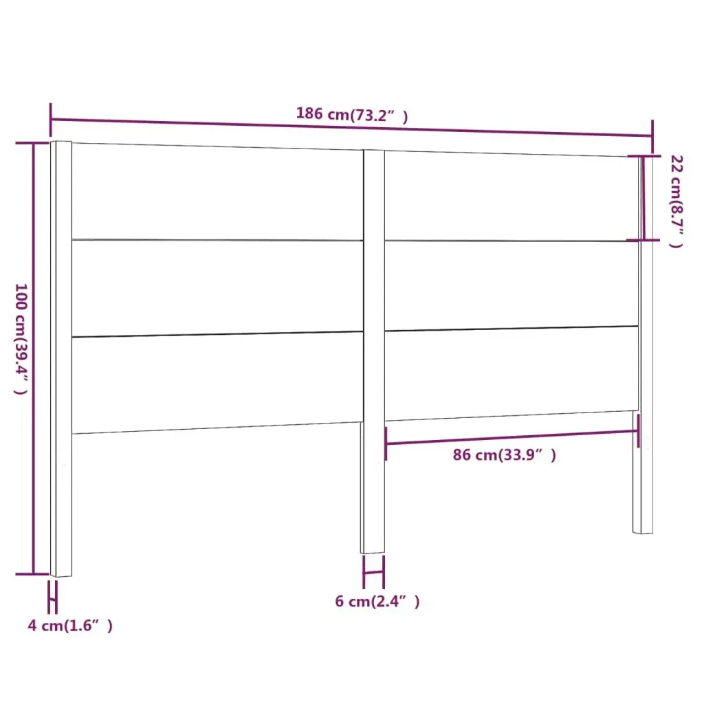 Headboard White 186 cm Solid Wood Pine 818736