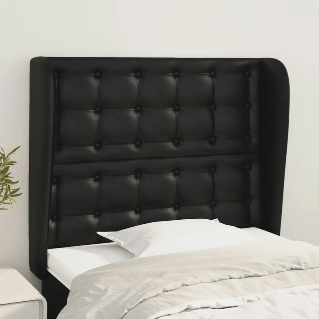 Headboard with Ears Black 103 cm Faux Leather 3118040