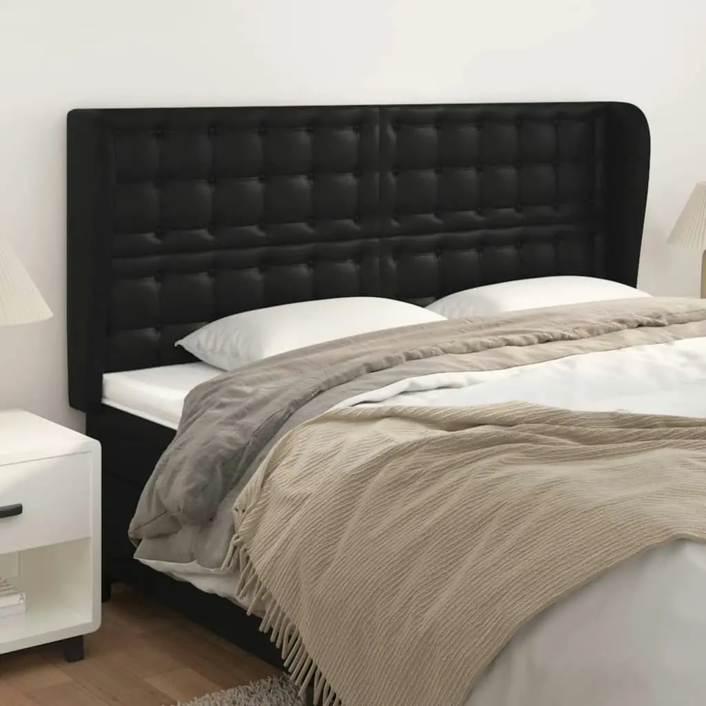 Headboard with Ears Black 163 cm Faux Leather 3118052