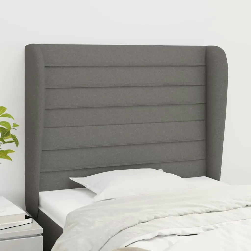 Headboard with Ears Dark Grey 103x23x118/128 cm Fabric 3118087