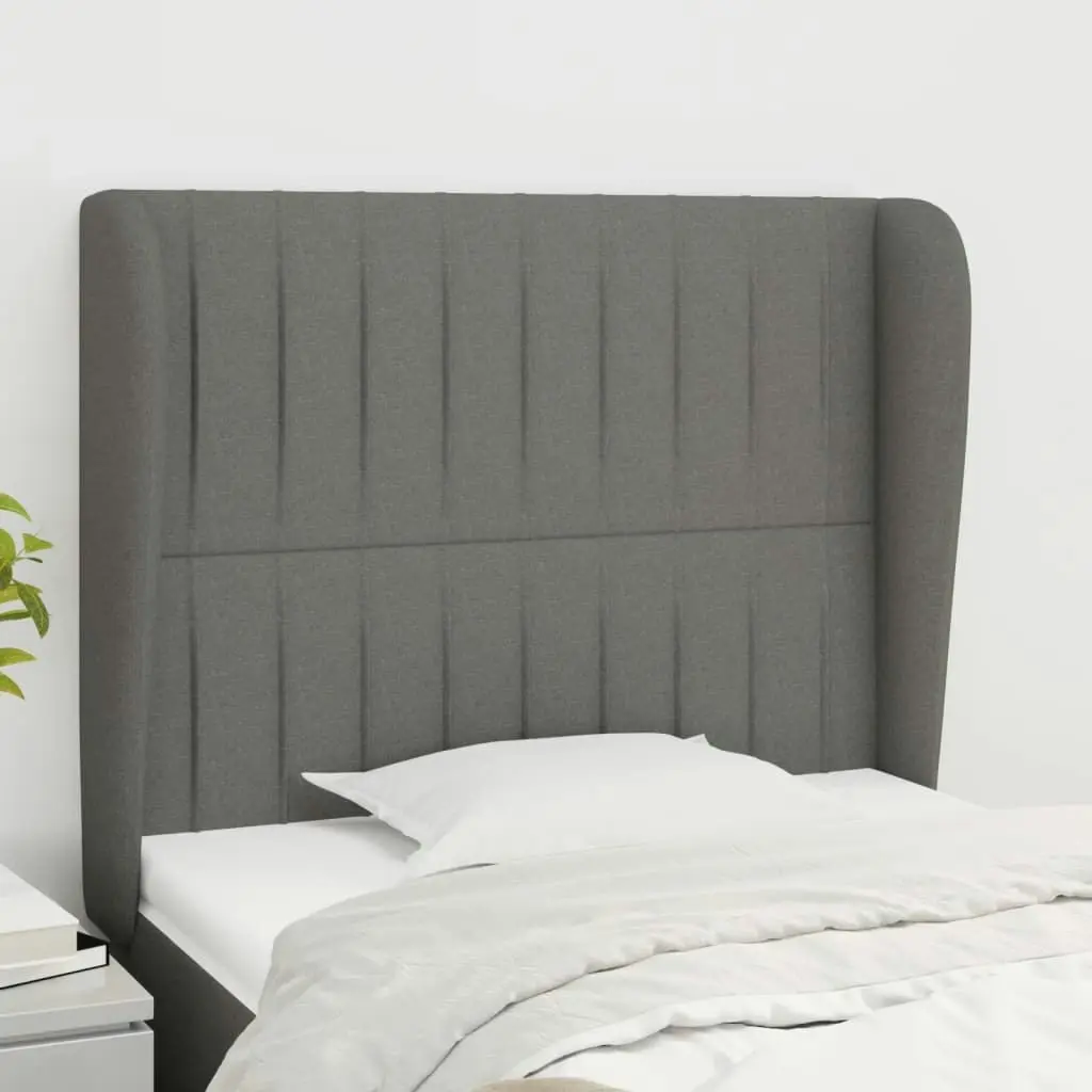 Headboard with Ears Dark Grey 103 cm Fabric 3118185