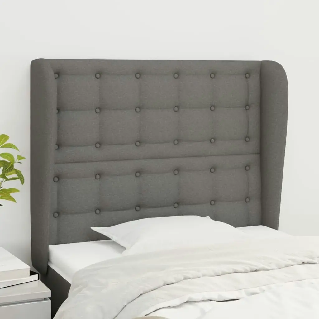 Headboard with Ears Dark Grey 103x23x118/128 cm Fabric 3118381