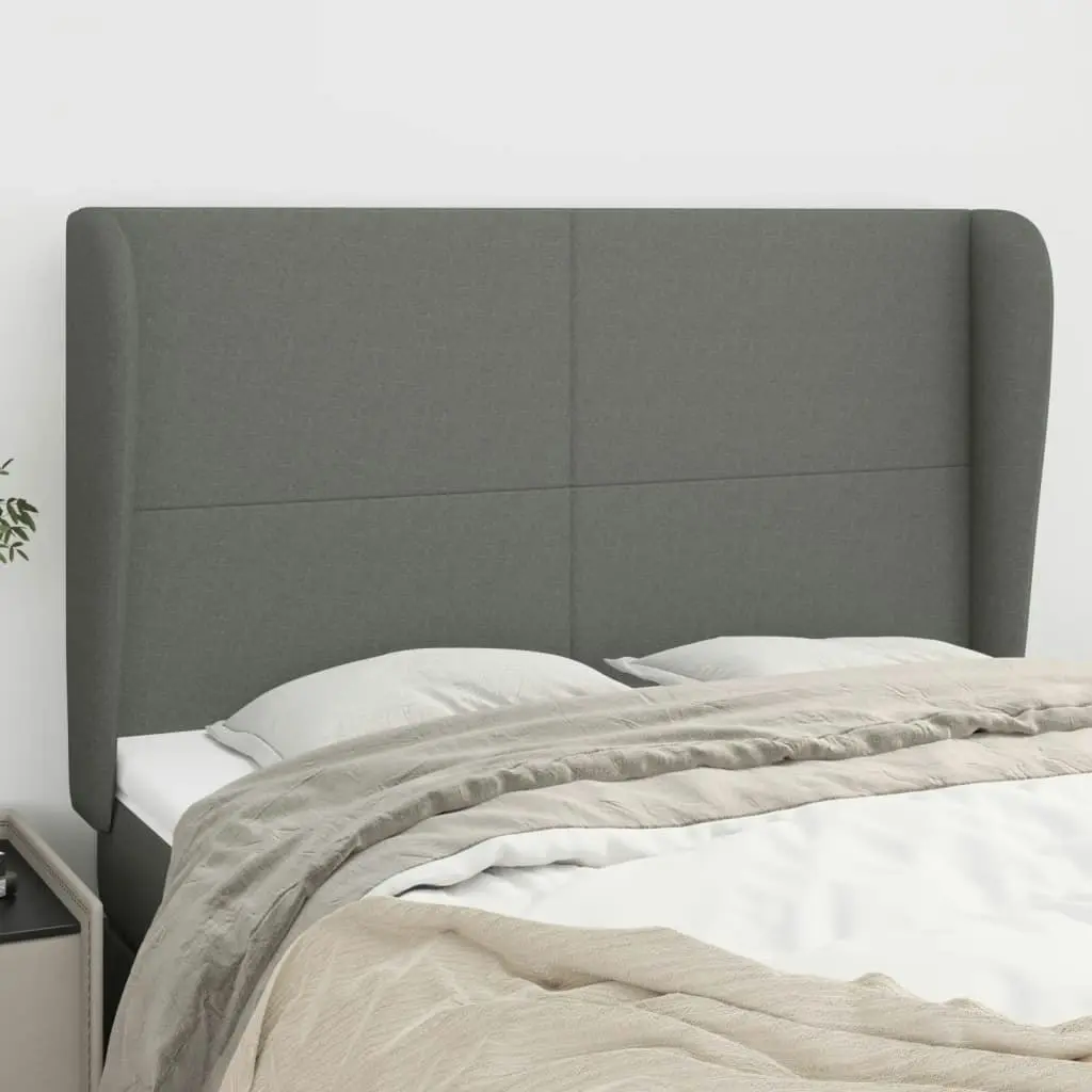 Headboard with Ears Dark Grey 147 cm Fabric 3117675