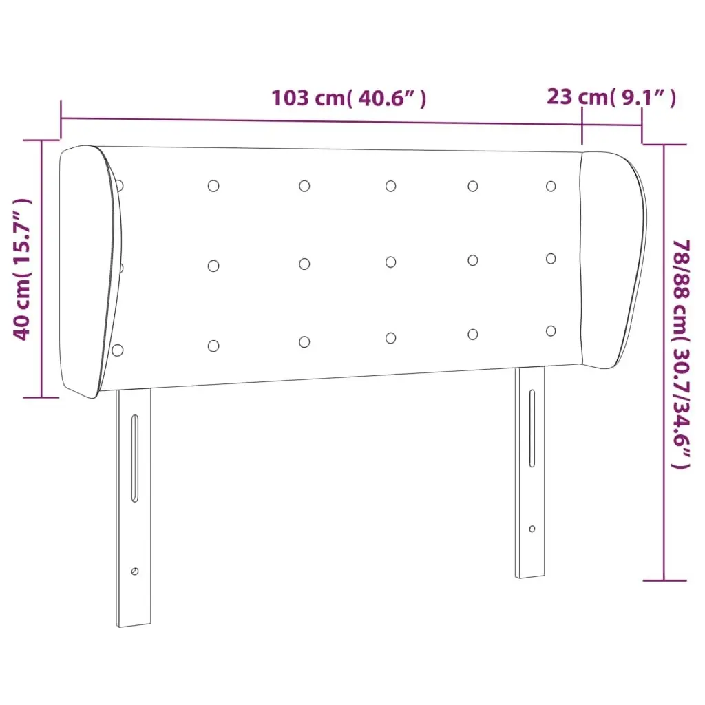 Headboard with Ears Dark Grey 103x23x78/88 cm Fabric 3117569