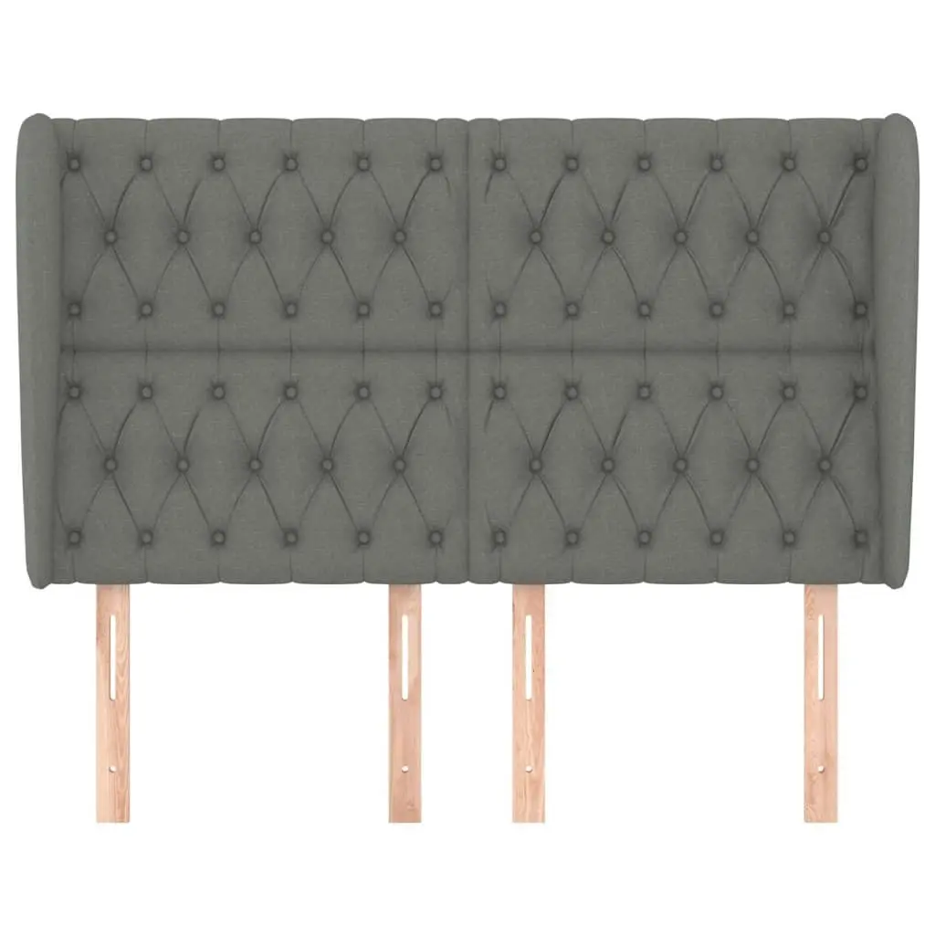 Headboard with Ears Dark Grey 163x23x118/128 cm Fabric 3118299