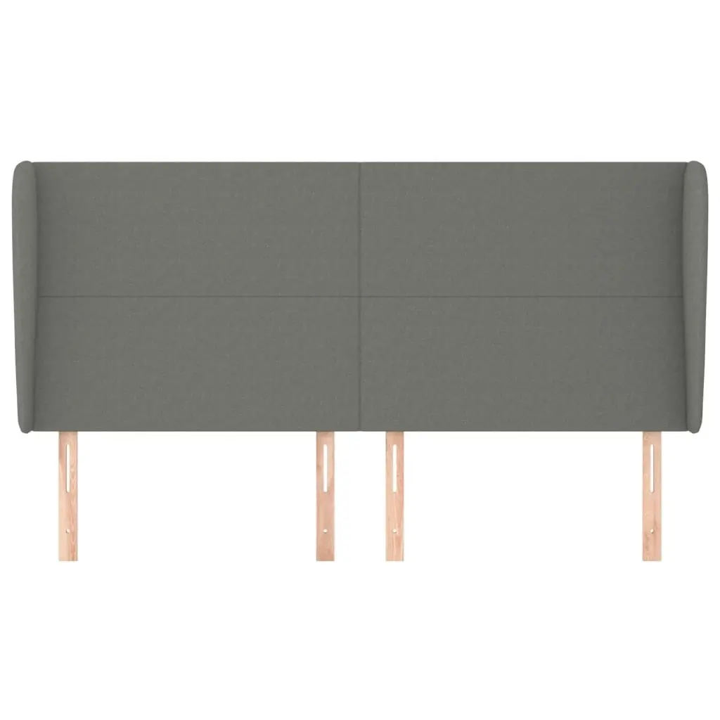 Headboard with Ears Dark Grey 203x23x118/128 cm Fabric 3117699