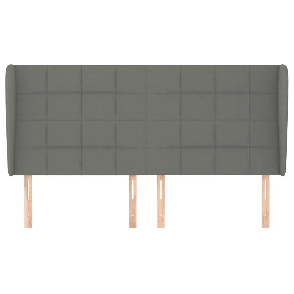 Headboard with Ears Dark Grey 203x23x118/128 cm Fabric 3117979