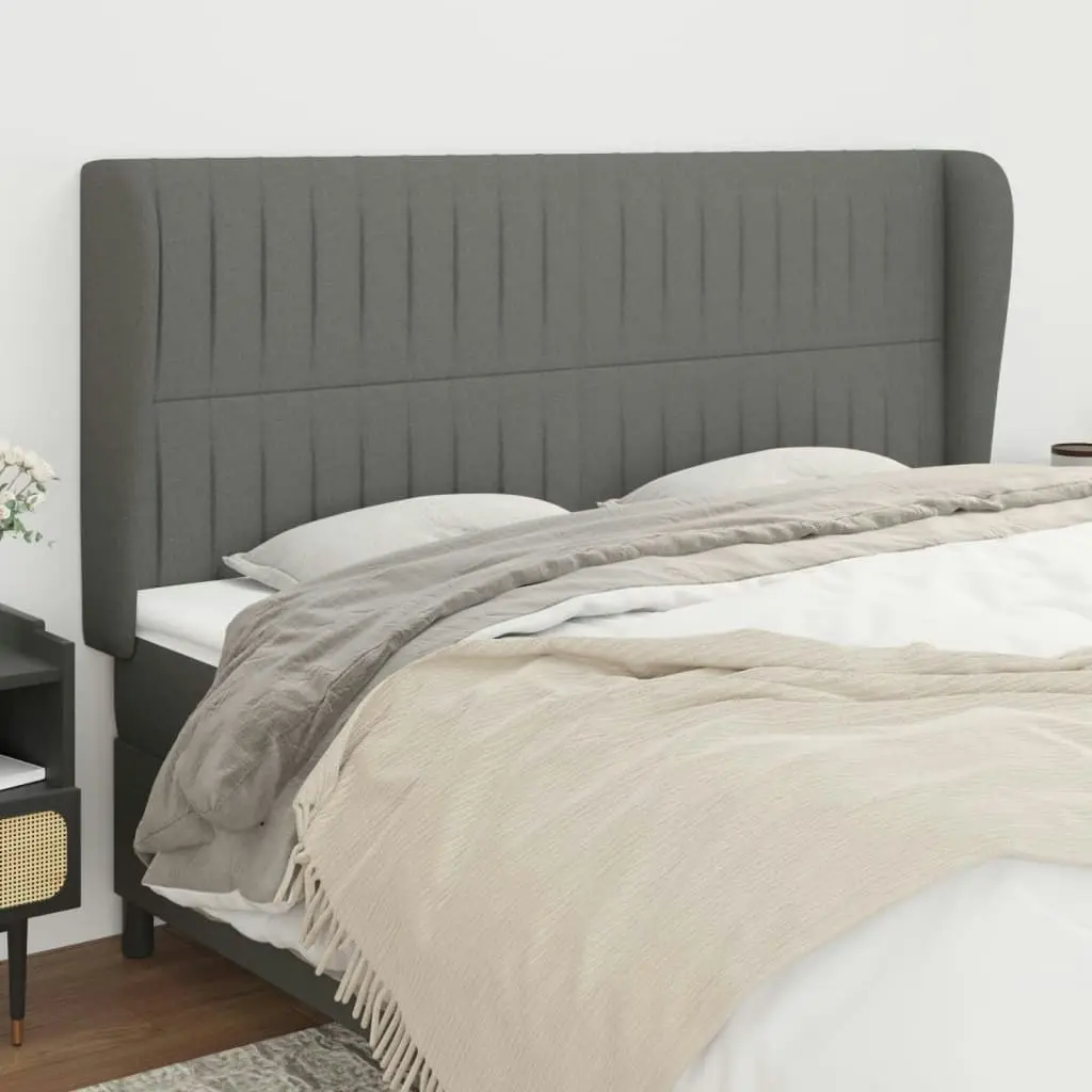 Headboard with Ears Dark Grey 203 cm Fabric 3118217