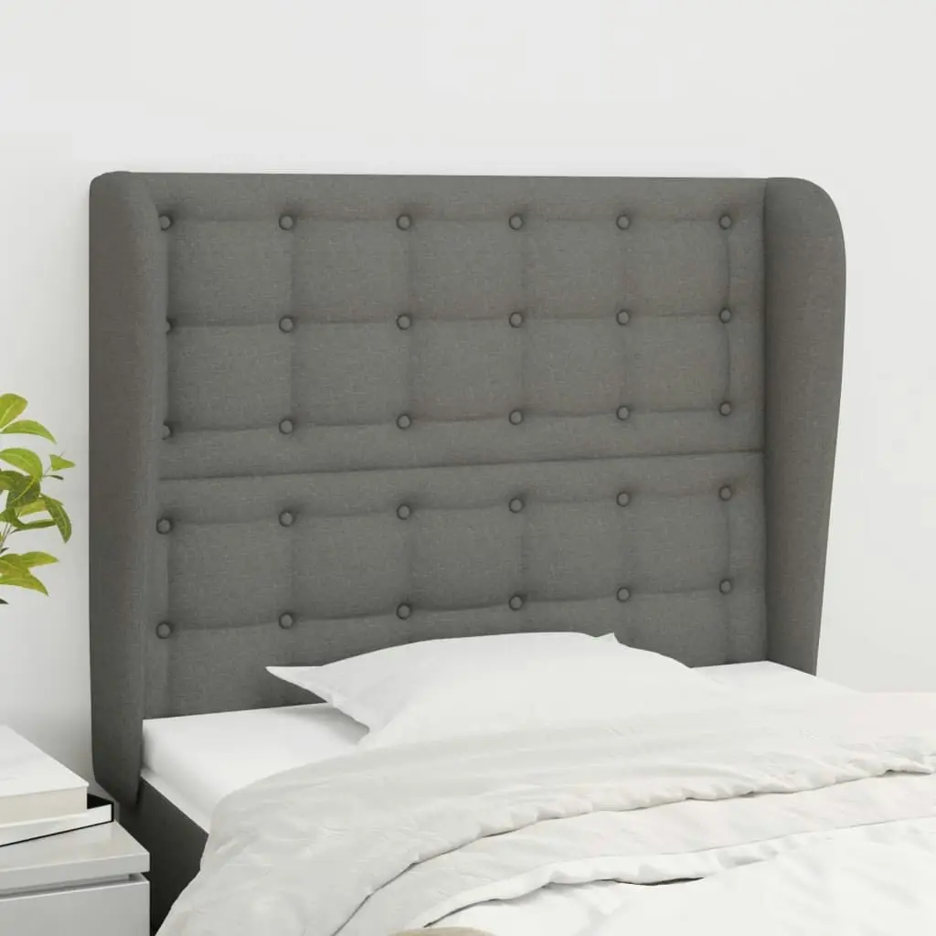 Headboard with Ears Dark Grey 83x23x118/128 cm Fabric 3118365