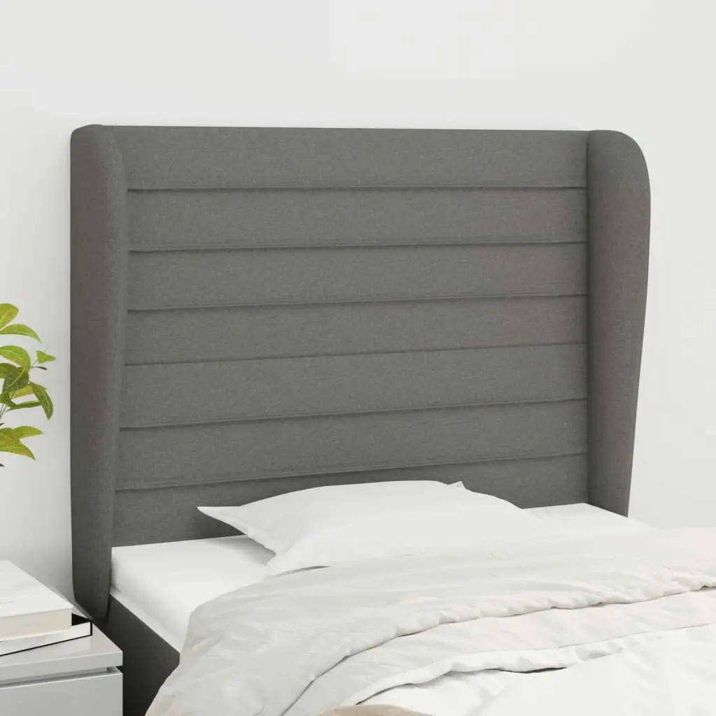 Headboard with Ears Dark Grey 83x23x118/128 cm Fabric 3118071