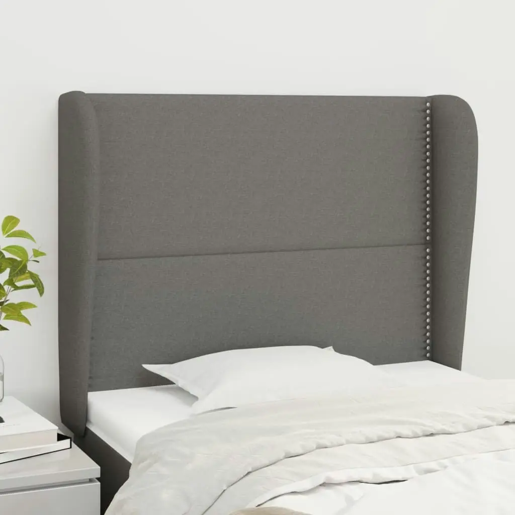 Headboard with Ears Dark Grey 83x23x118/128 cm Fabric 3117791