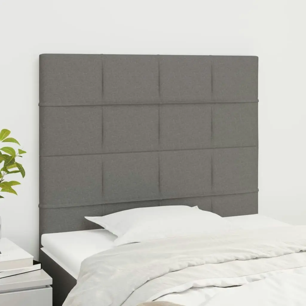 Headboards 2 pcs Dark Grey 100x5x78/88 cm Fabric 3116323