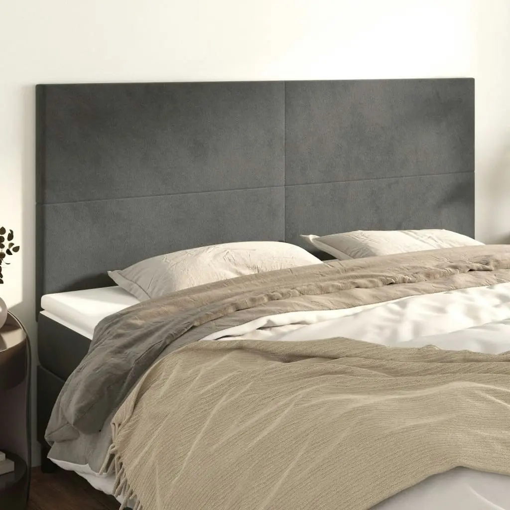 Headboards 4 pcs Dark Grey 100x5x78/88 cm Velvet 3116119