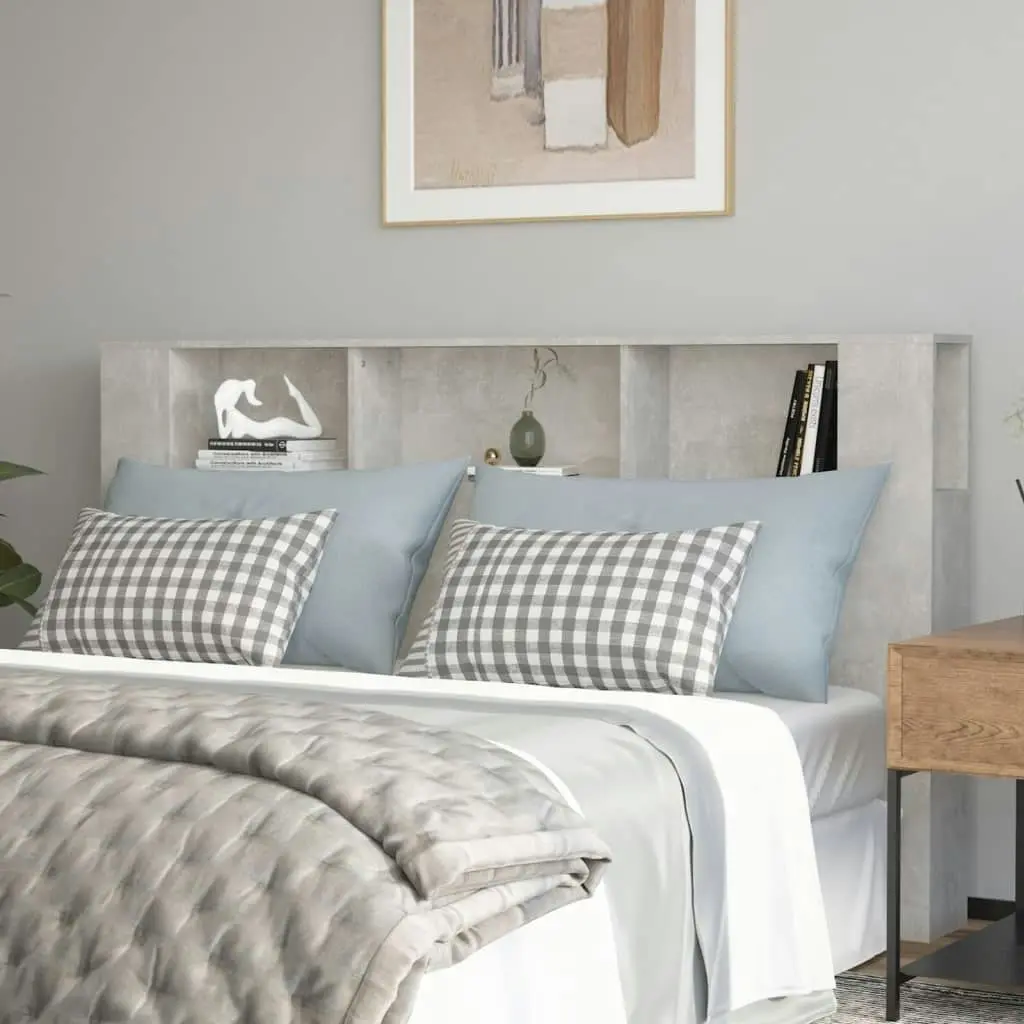 Headboard Cabinet Concrete Grey 180x18.5x104.5 cm 811947