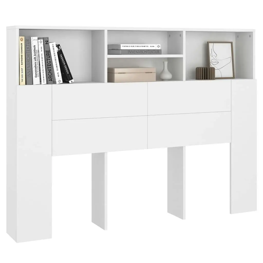 Headboard Cabinet White 140x19x103.5 cm 811862