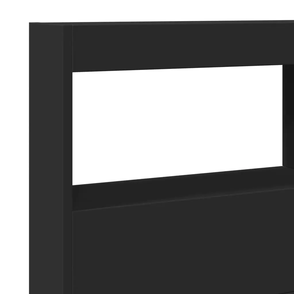 Headboard Cabinet with LED Black 140x17x102 cm 839197