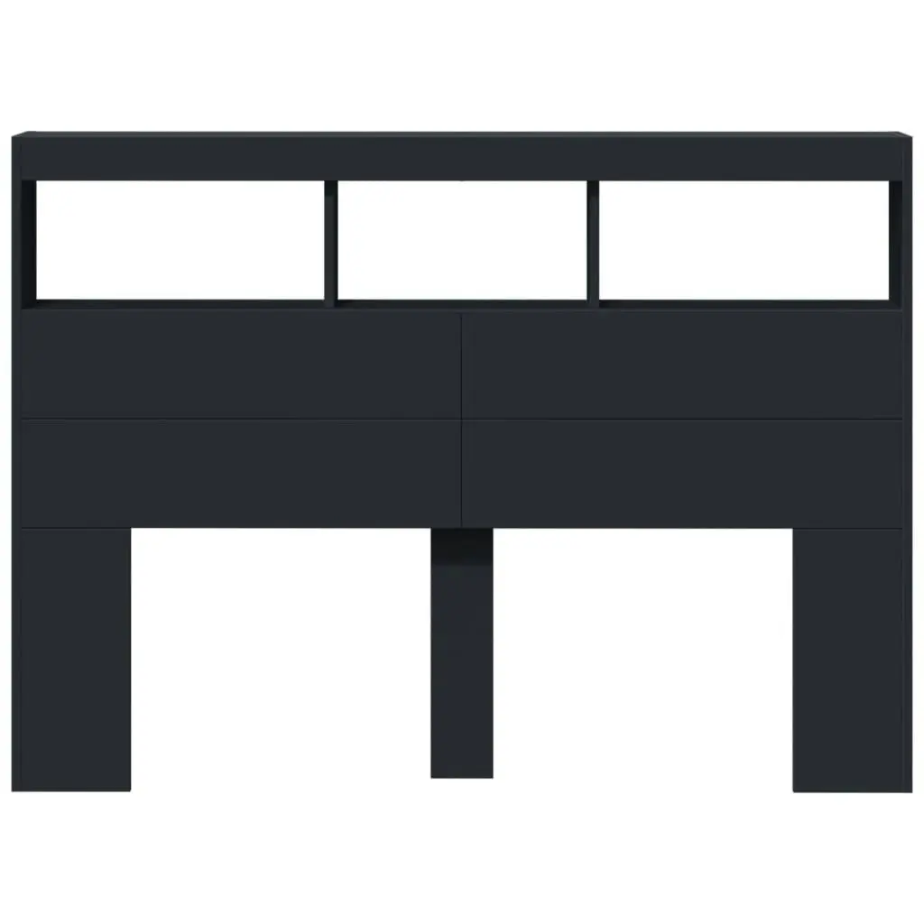 Headboard Cabinet with LED Black 140x17x102 cm 839197