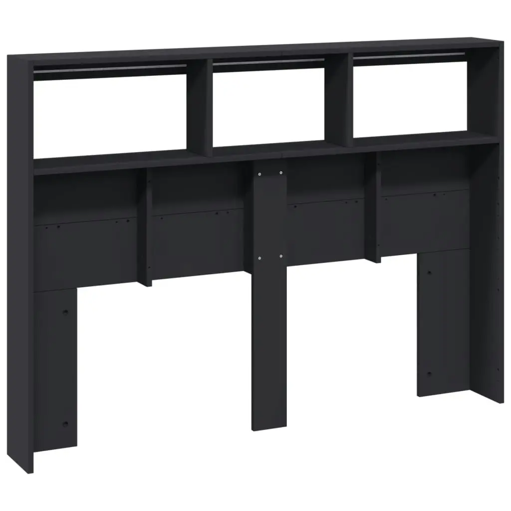 Headboard Cabinet with LED Black 140x17x102 cm 839197