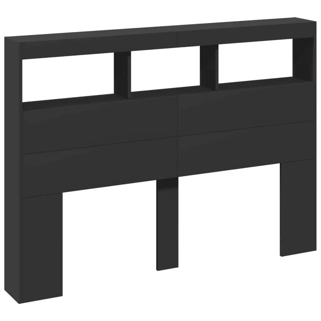 Headboard Cabinet with LED Black 140x17x102 cm 839197