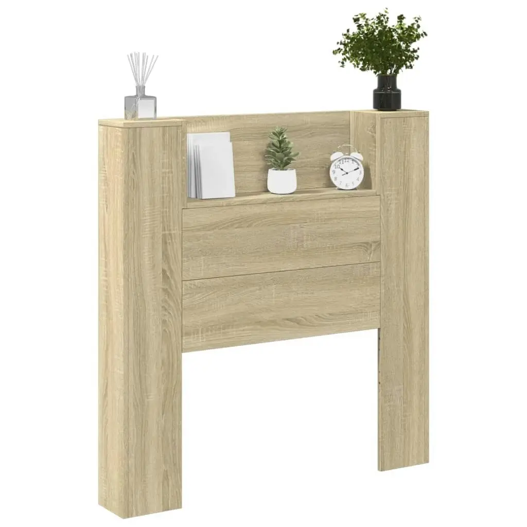 Headboard Cabinet with LED Sonoma Oak 100x16.5x103.5 cm 839233