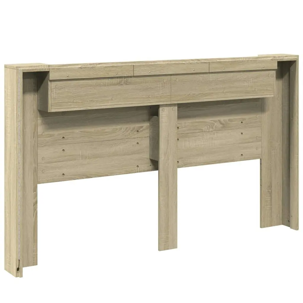 Headboard Cabinet with LED Sonoma Oak 180x16.5x103.5 cm 839261