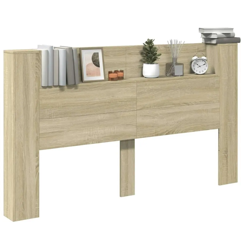 Headboard Cabinet with LED Sonoma Oak 180x16.5x103.5 cm 839261