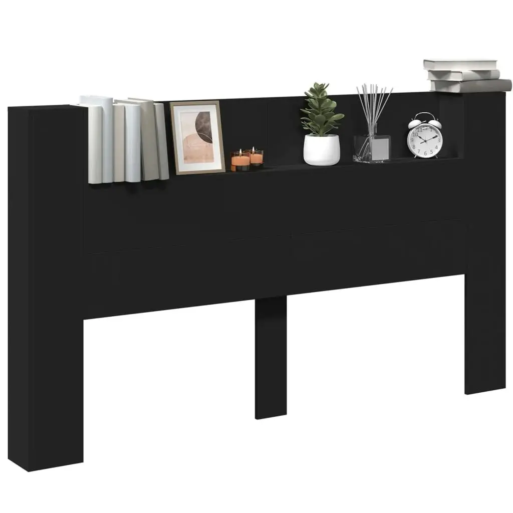 Headboard Cabinet with LED Black 180x16.5x103.5 cm 839260