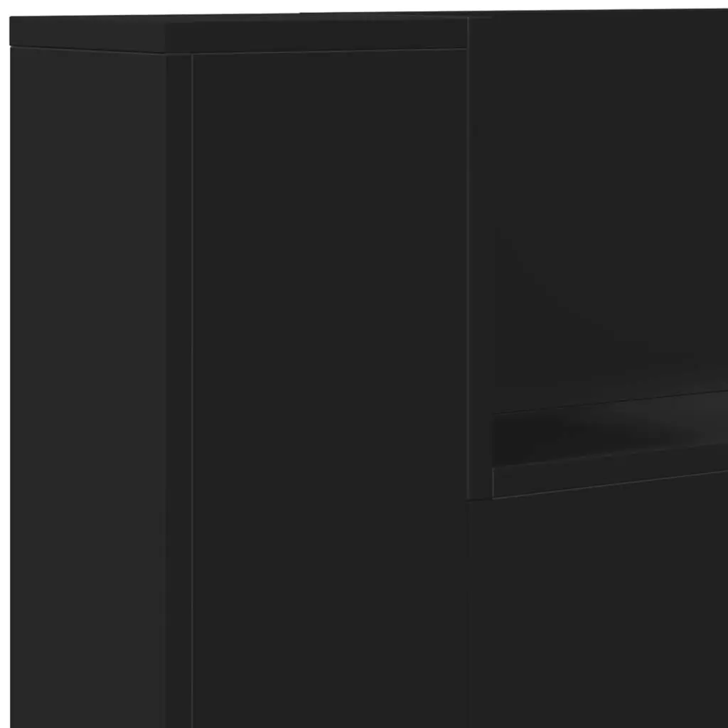 Headboard Cabinet with LED Black 180x16.5x103.5 cm 839260