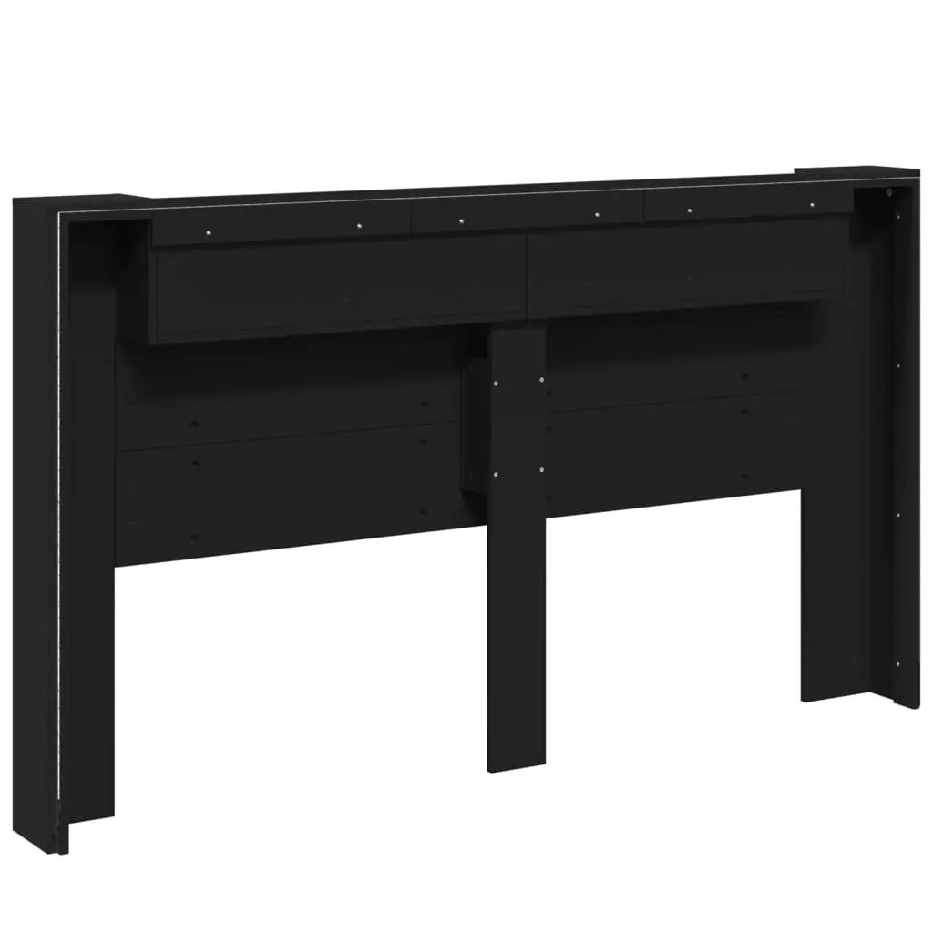 Headboard Cabinet with LED Black 180x16.5x103.5 cm 839260