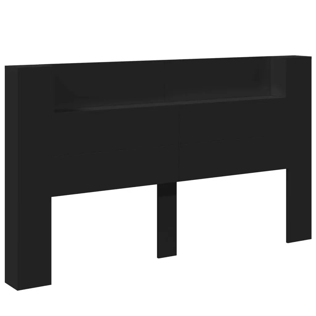 Headboard Cabinet with LED Black 180x16.5x103.5 cm 839260