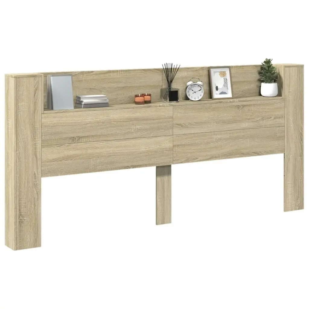 Headboard Cabinet with LED Sonoma Oak 220x16.5x103.5 cm 839275