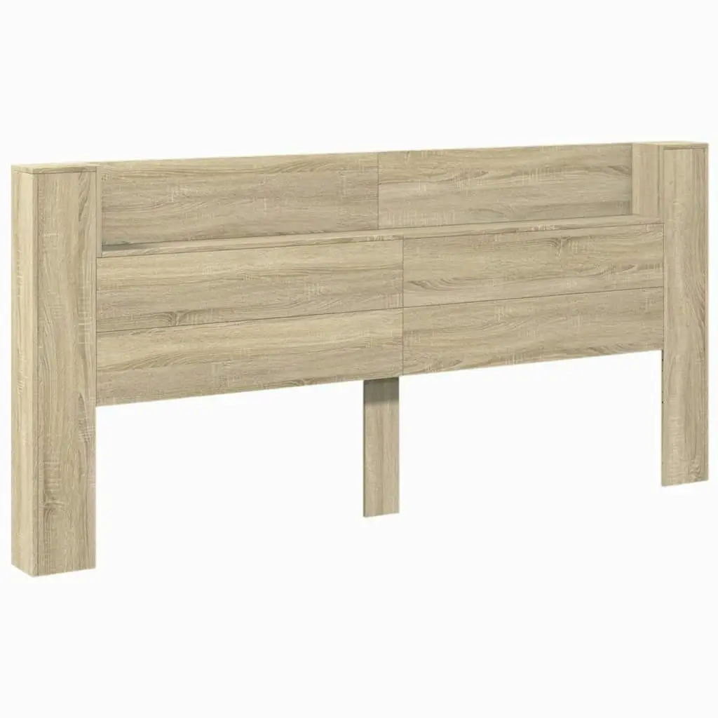 Headboard Cabinet with LED Sonoma Oak 220x16.5x103.5 cm 839275