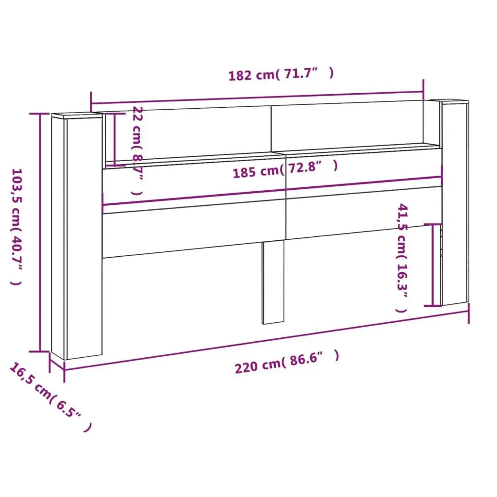 Headboard Cabinet with LED Sonoma Oak 220x16.5x103.5 cm 839275