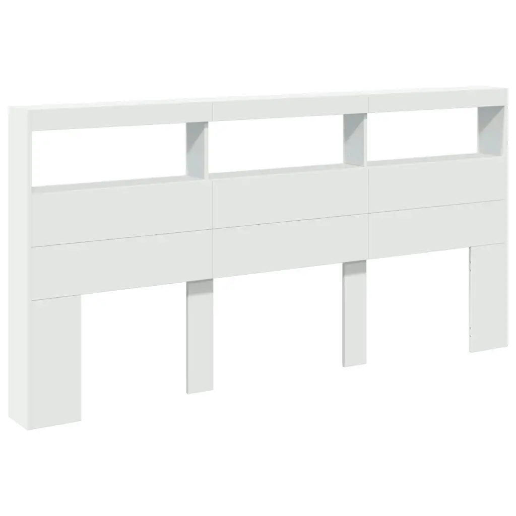 Headboard Cabinet with LED White 200x17x102 cm 839217