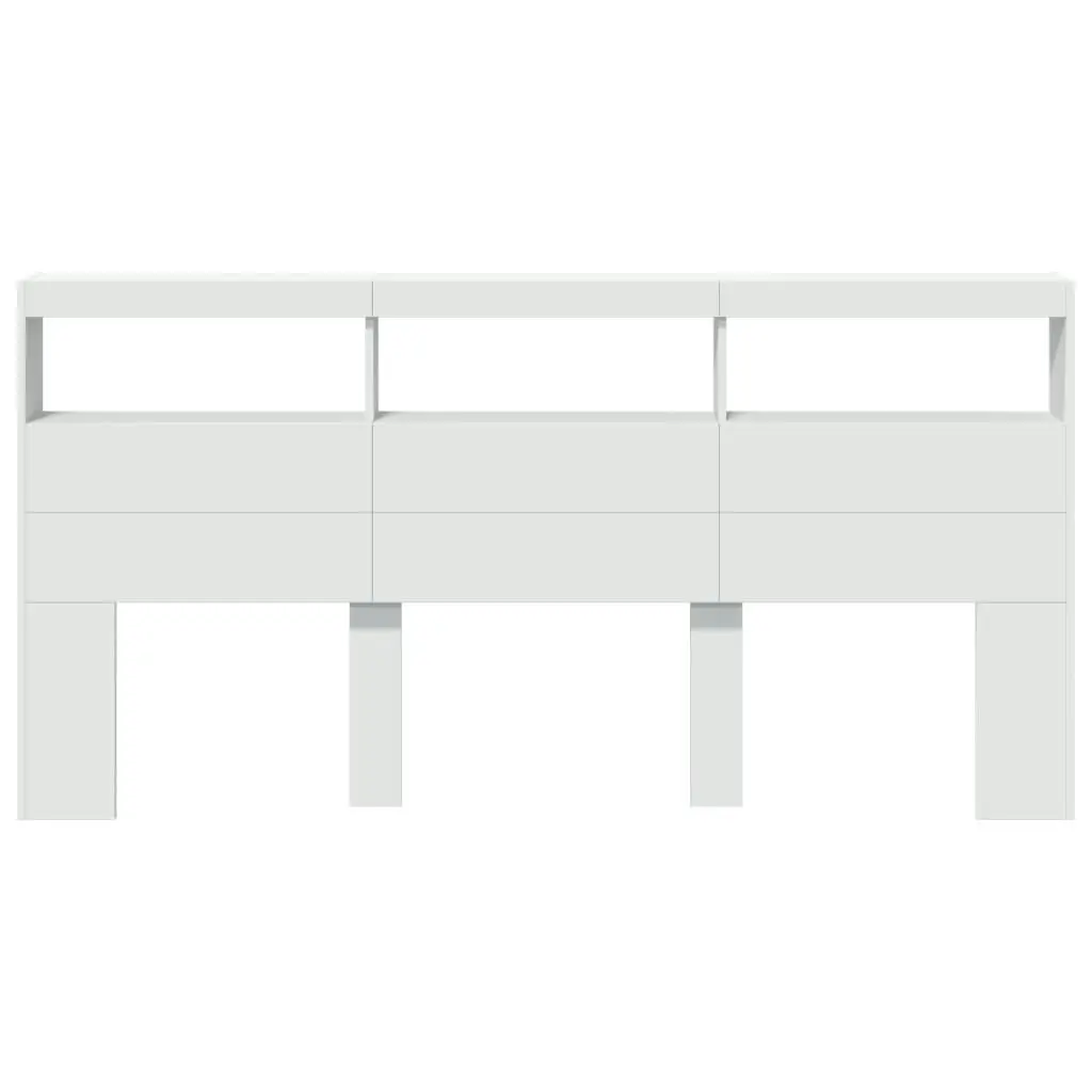 Headboard Cabinet with LED White 200x17x102 cm 839217