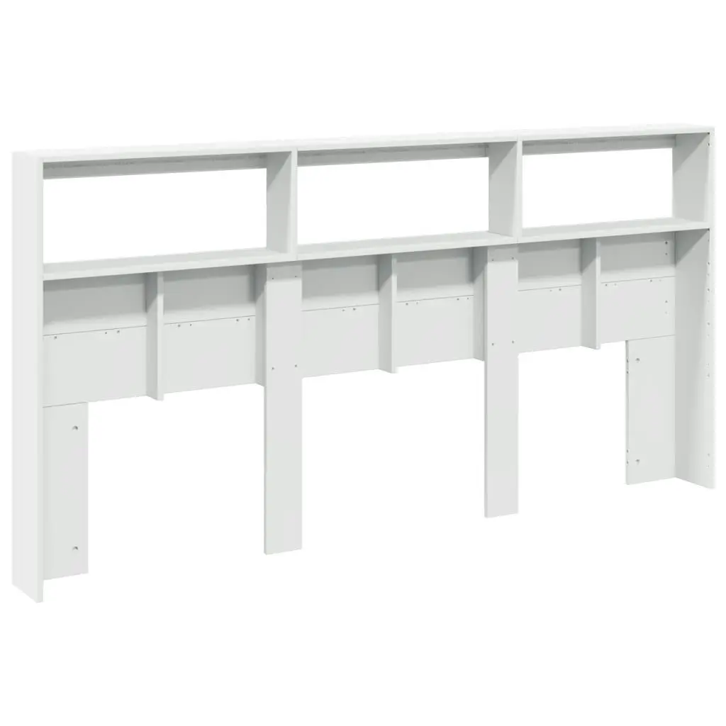 Headboard Cabinet with LED White 200x17x102 cm 839217