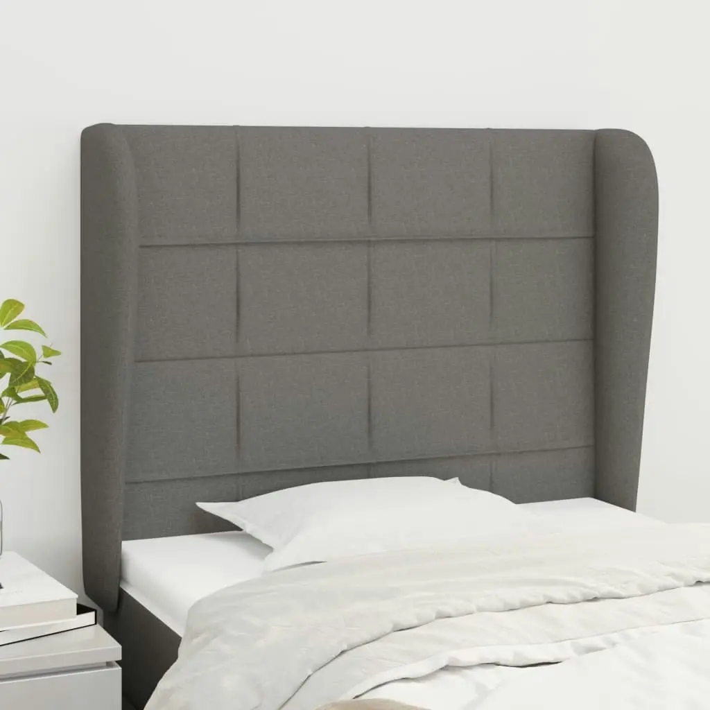 Headboard with Ears Dark Grey 103x23x118/128 cm Fabric 3117947