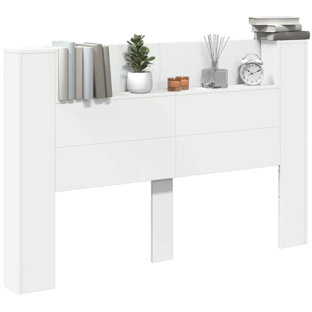 Headboard Cabinet with LED White 160x16.5x103.5 cm 839252