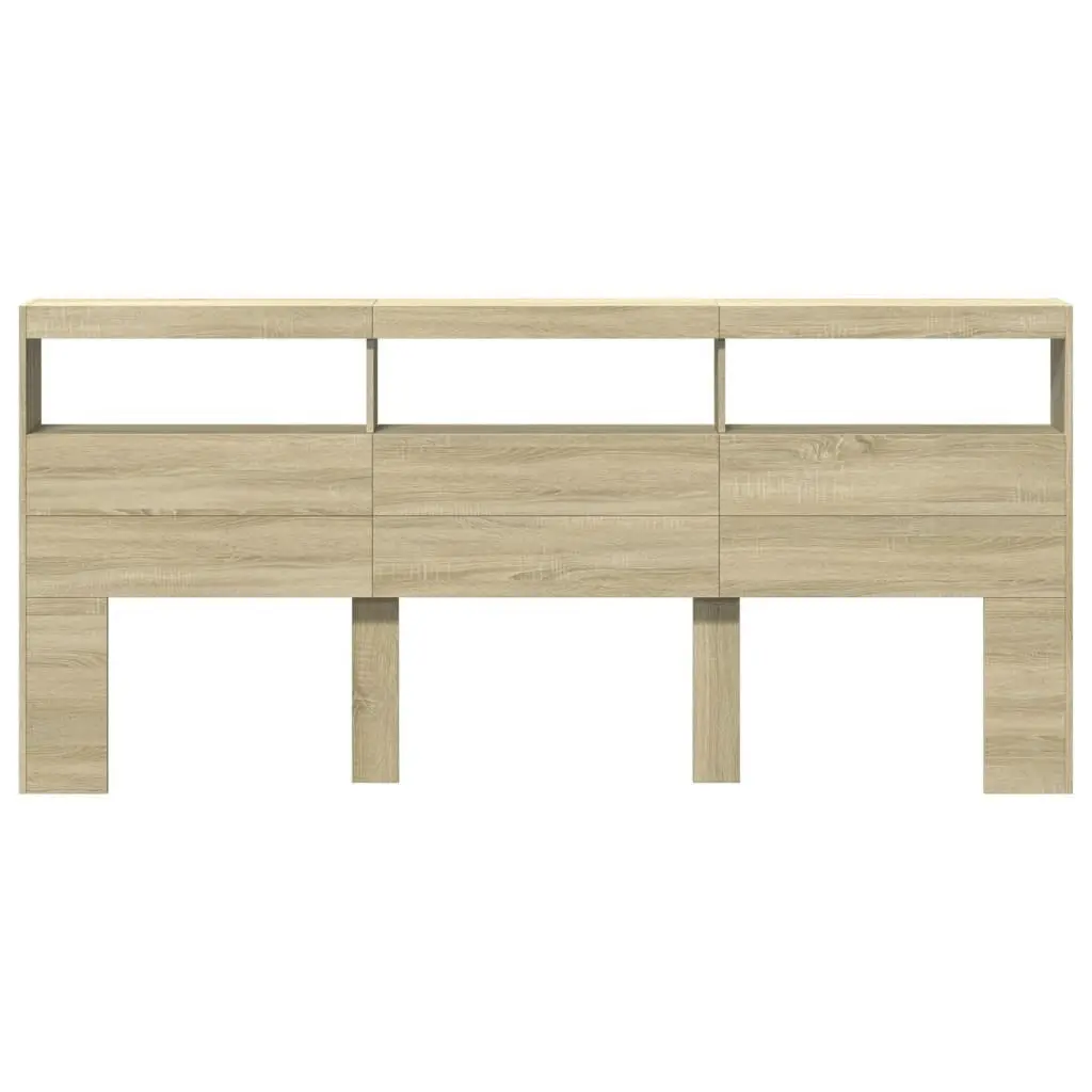 Headboard Cabinet with LED Sonoma Oak 220x17x102 cm 839226