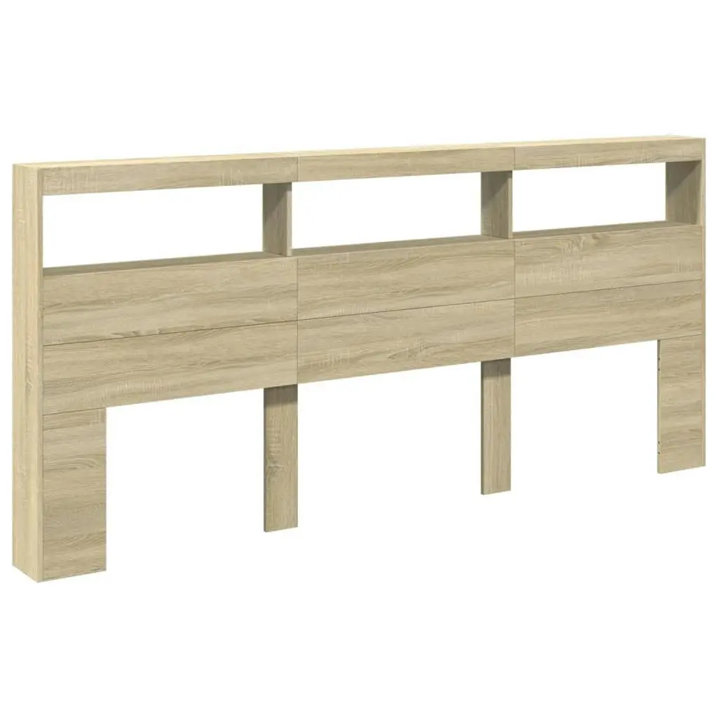 Headboard Cabinet with LED Sonoma Oak 220x17x102 cm 839226