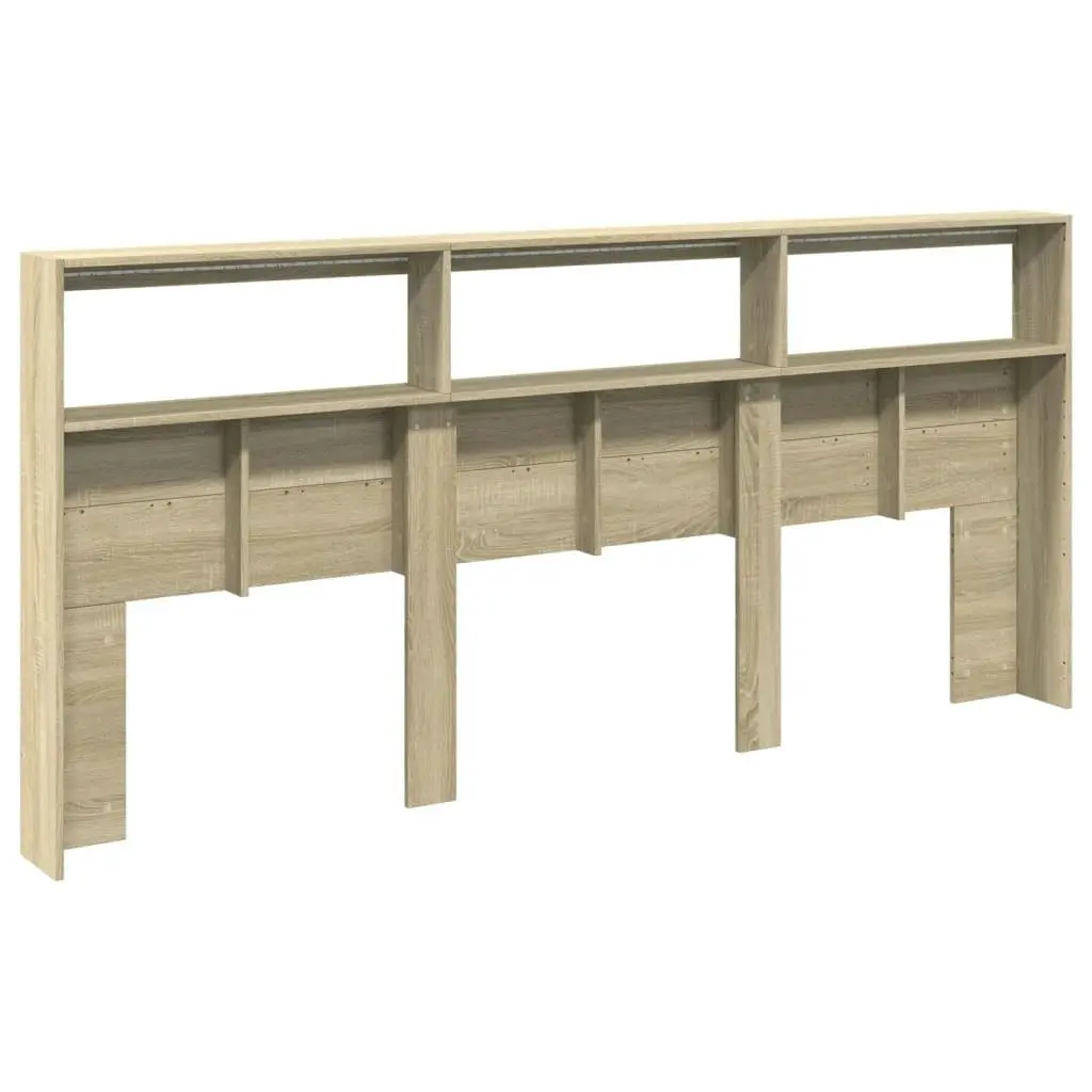 Headboard Cabinet with LED Sonoma Oak 220x17x102 cm 839226