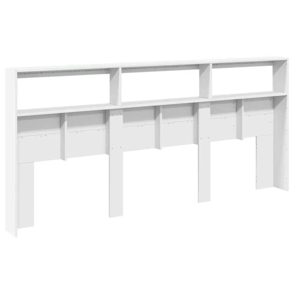 Headboard Cabinet with LED White 220x17x102 cm 839224