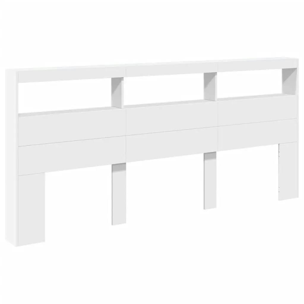 Headboard Cabinet with LED White 220x17x102 cm 839224