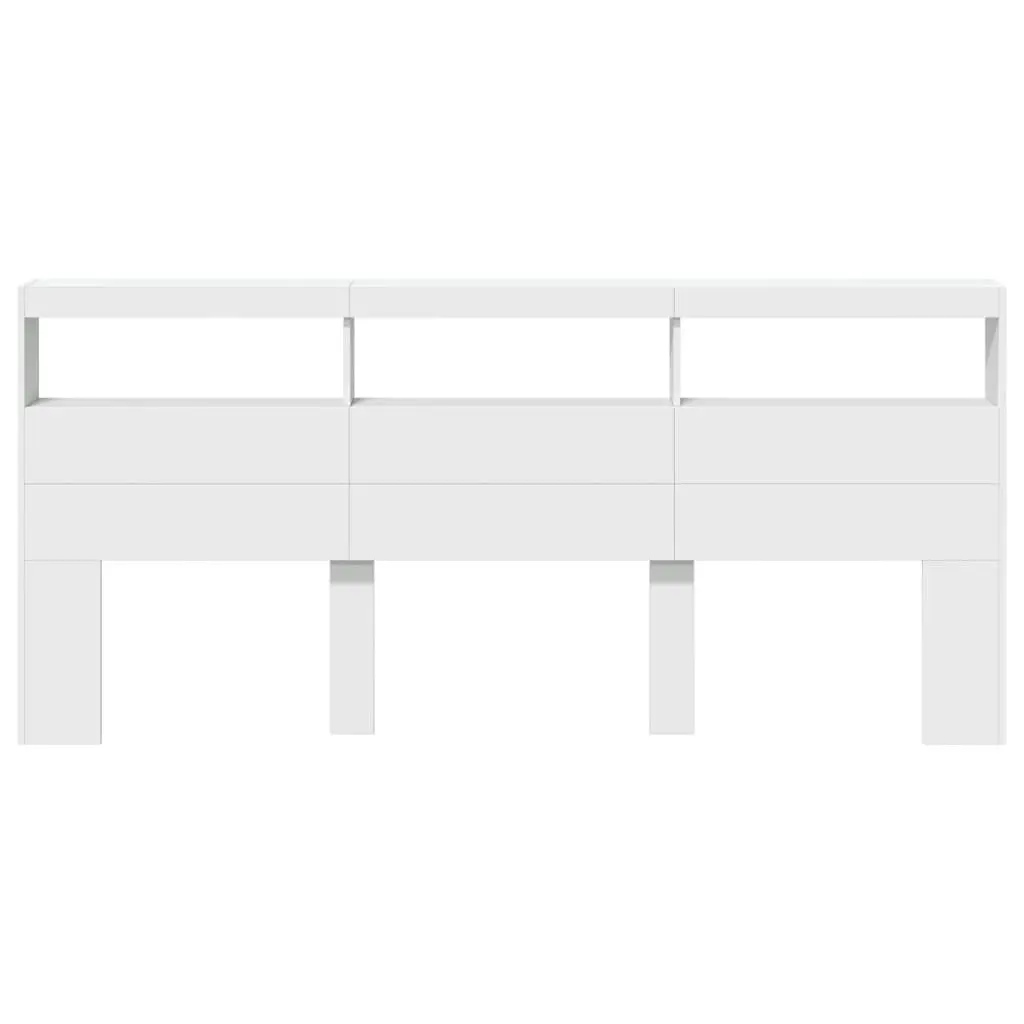 Headboard Cabinet with LED White 220x17x102 cm 839224