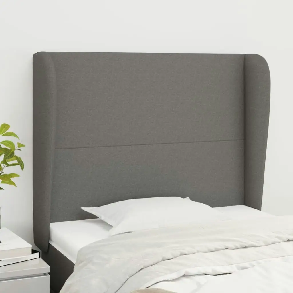 Headboard with Ears Dark Grey 103x23x118/128 cm Fabric 3117667