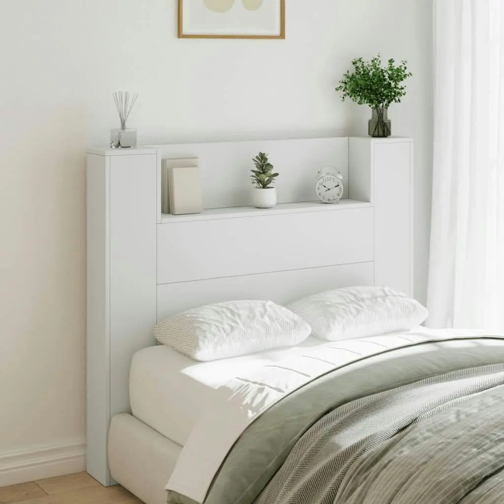 Headboard Cabinet with LED White 120x16.5x103.5 cm 839238