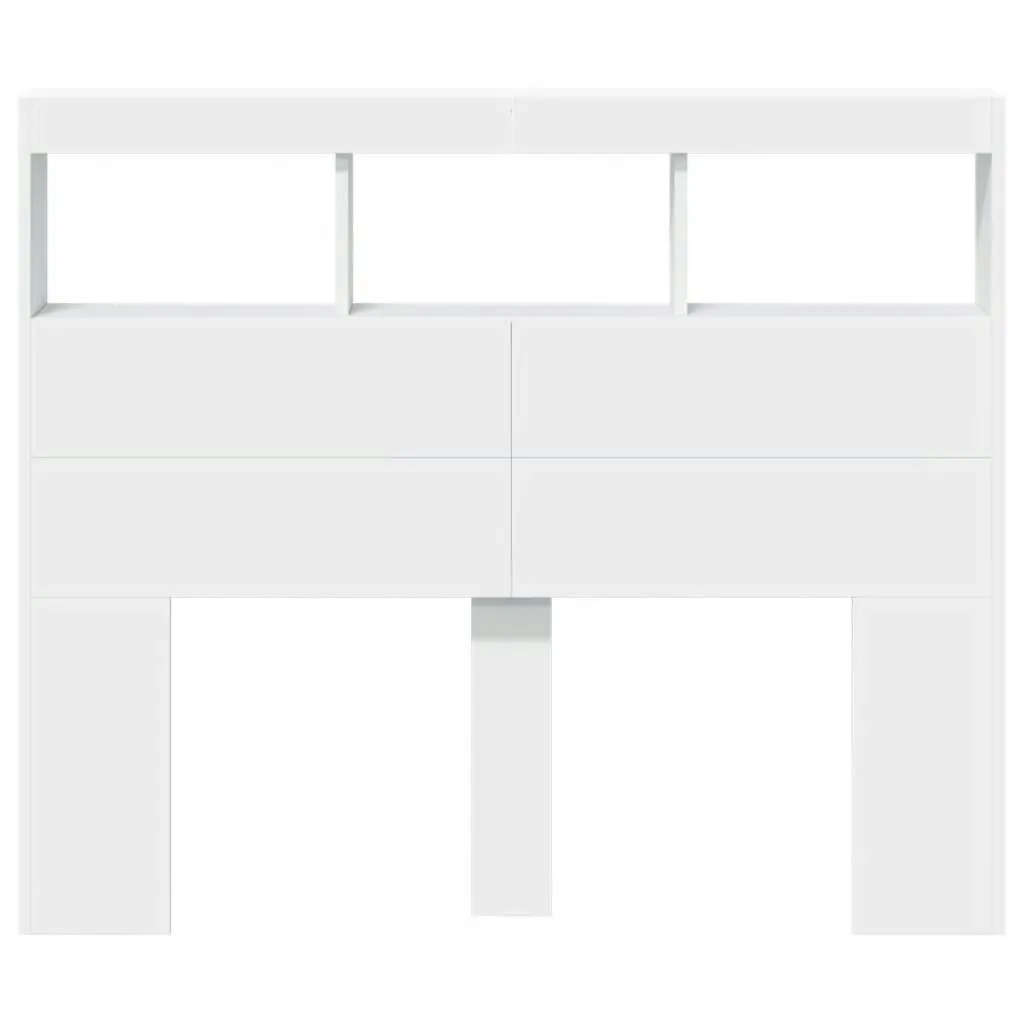 Headboard Cabinet with LED White 120x17x102 cm 839189