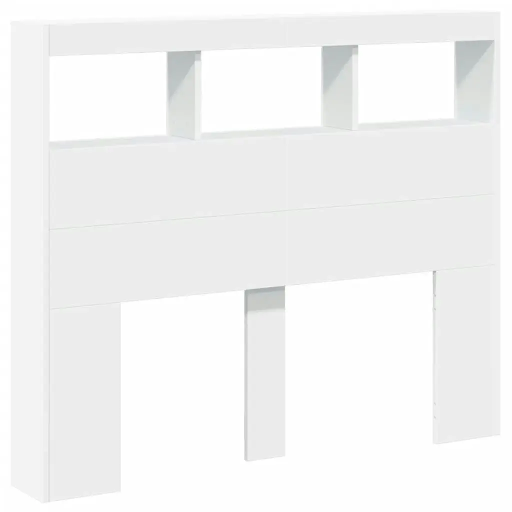 Headboard Cabinet with LED White 120x17x102 cm 839189