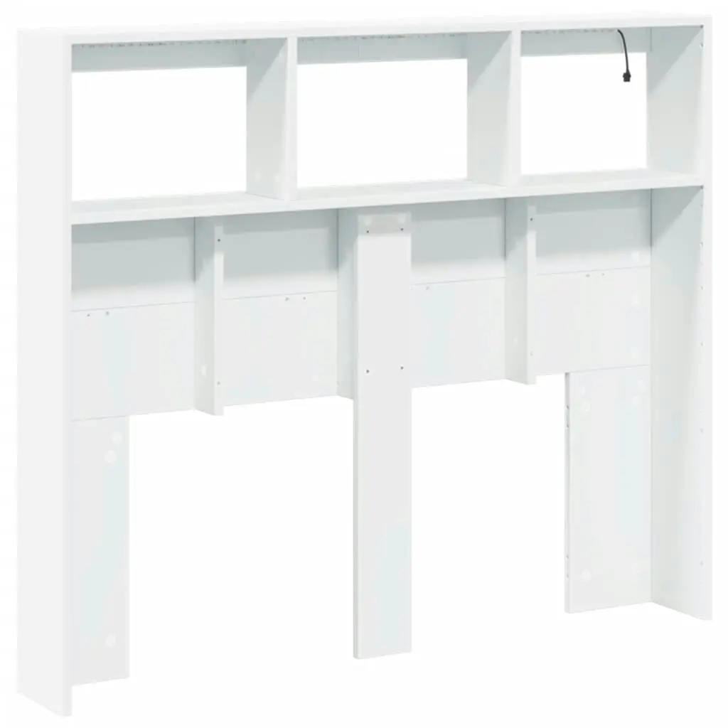 Headboard Cabinet with LED White 120x17x102 cm 839189