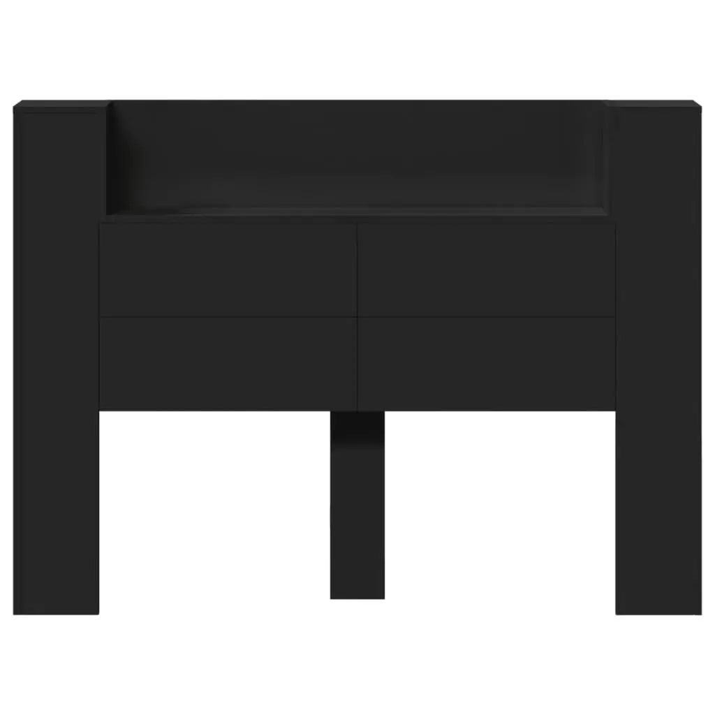 Headboard Cabinet with LED Black 140x16.5x103.5 cm 839246